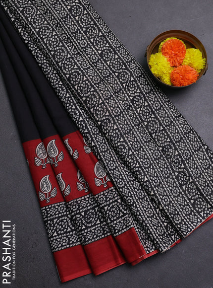 Black & Red Jaipur Cotton Saree
