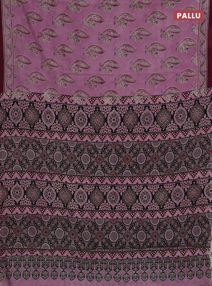 Mauve Pink & Wine Jaipur Cotton Saree
