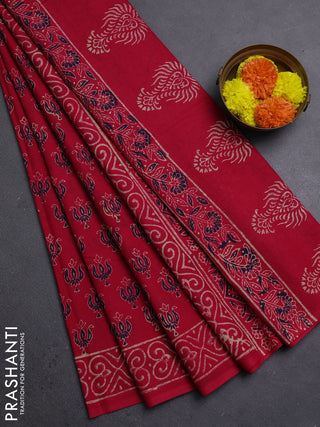 Red Jaipur Cotton Saree