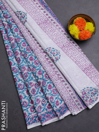 Off White & Pink Jaipur Cotton Saree