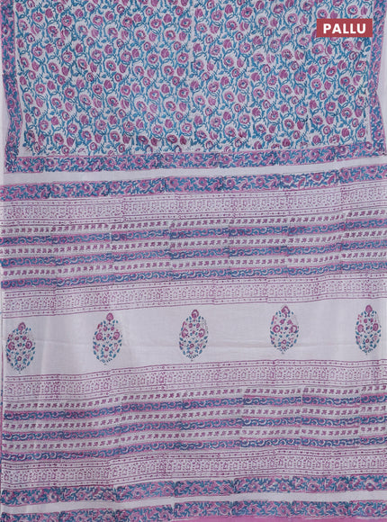 Off White & Pink Jaipur Cotton Saree