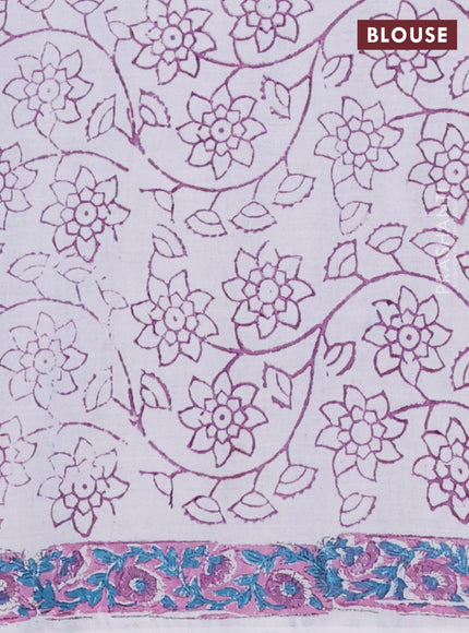 Off White & Pink Jaipur Cotton Saree