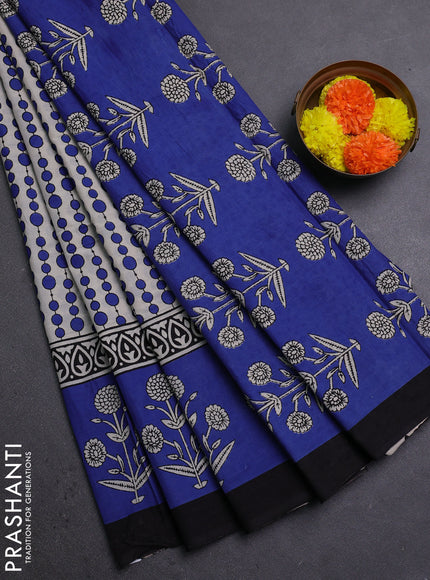 Blue & Black Jaipur Cotton Saree