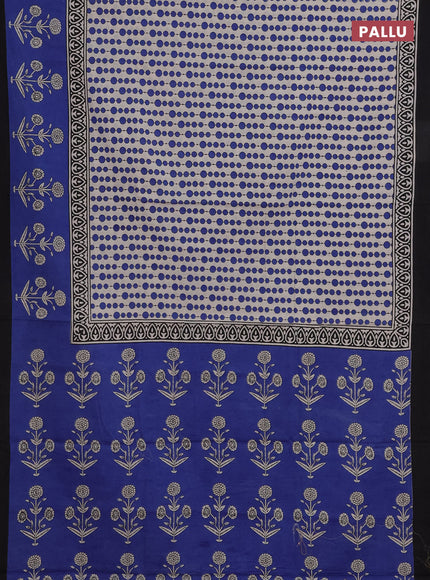 Blue & Black Jaipur Cotton Saree