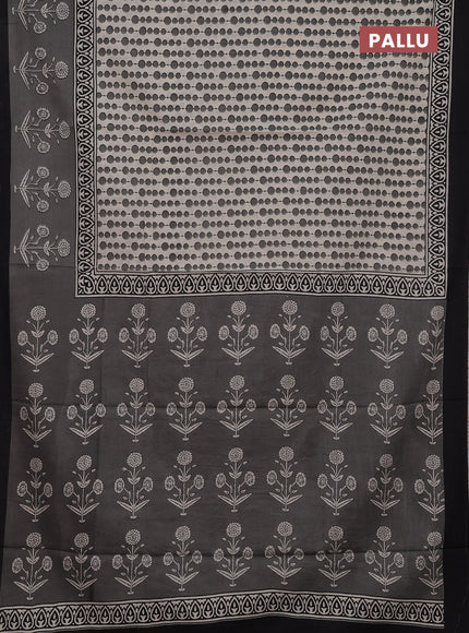 Grey & Black Jaipur Cotton Saree