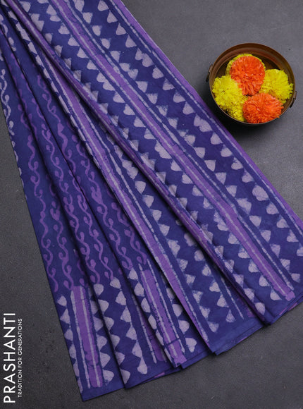 Blue Jaipur Cotton Saree