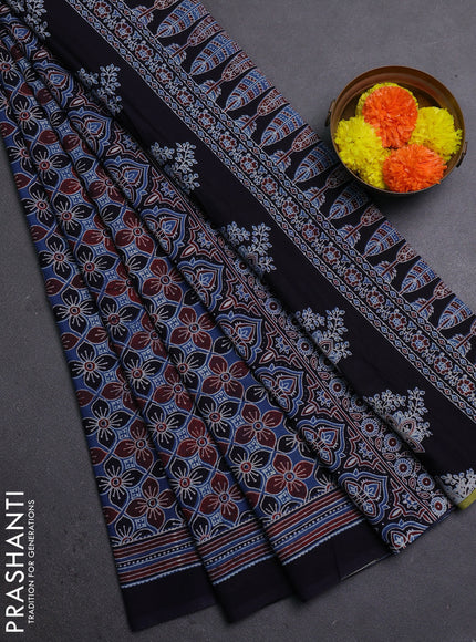 Indigo Blue & Black Jaipur Cotton Saree