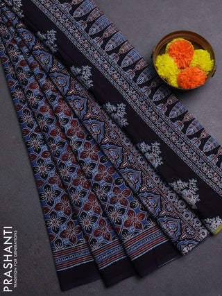 Indigo Blue & Black Jaipur Cotton Saree