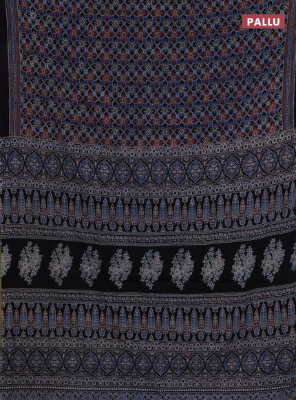 Indigo Blue & Black Jaipur Cotton Saree