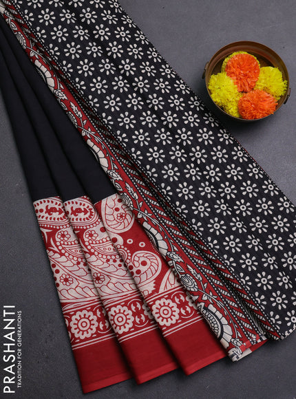 Black & Red Jaipur Cotton Saree