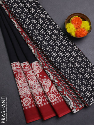 Black & Red Jaipur Cotton Saree