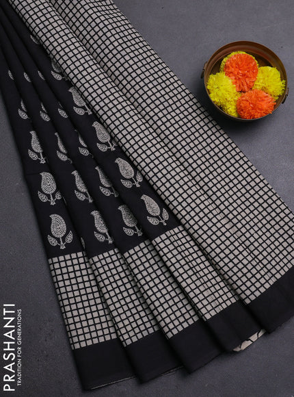 Black & Beige Jaipur Cotton Saree