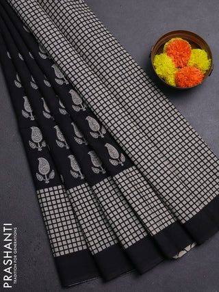 Black & Beige Jaipur Cotton Saree