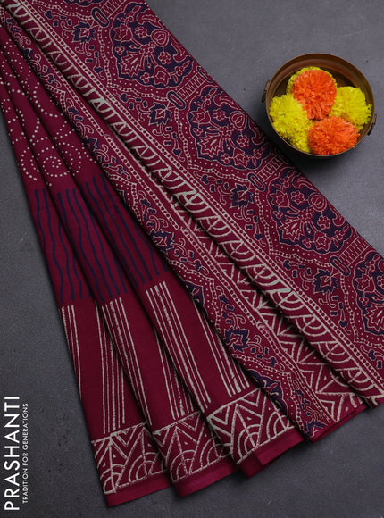 Wine Jaipur Cotton Saree