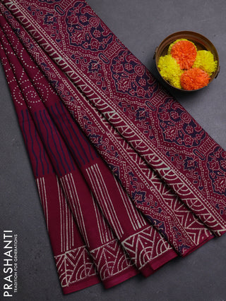 Wine Jaipur Cotton Saree