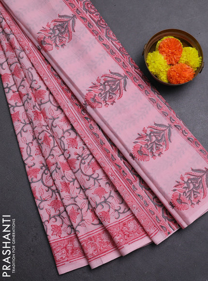 Peach Jaipur Cotton Saree