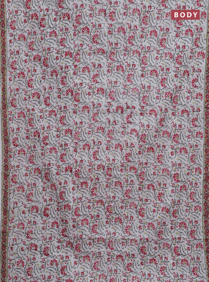 Off White & Red Jaipur Cotton Saree