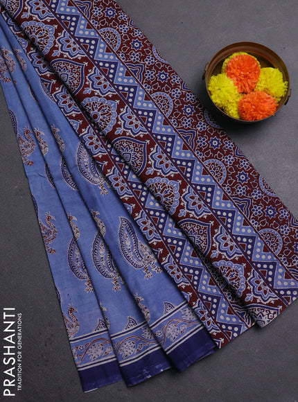 Pastel Blue Jaipur Cotton Saree