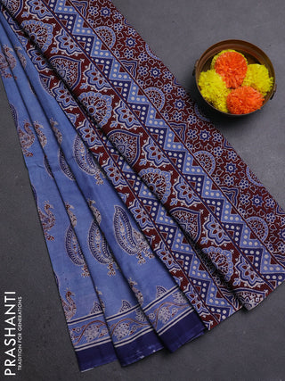 Pastel Blue Jaipur Cotton Saree