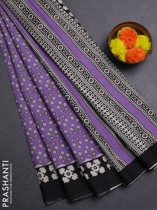 Lavender & Black Jaipur Cotton Saree