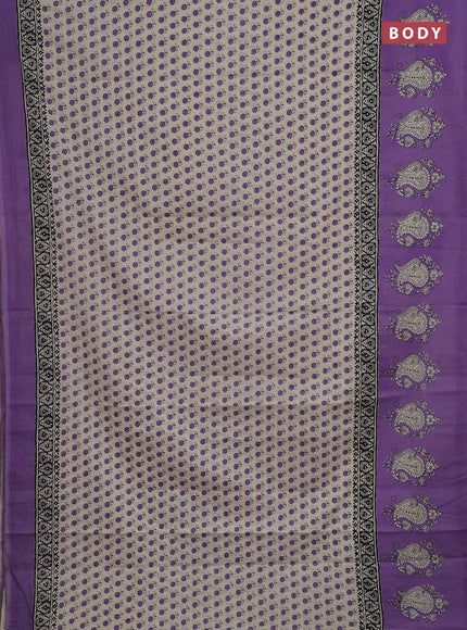 Cream & Lavender Jaipur Cotton Saree