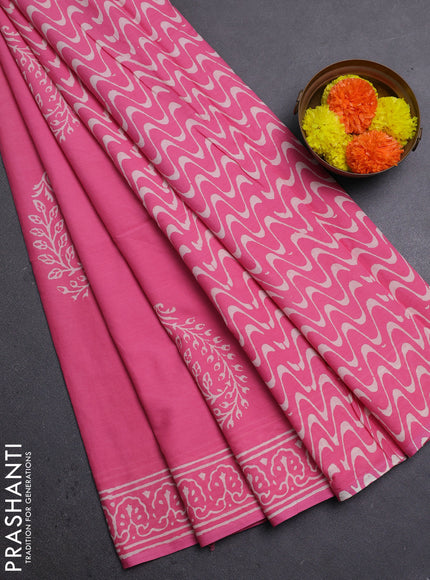 Peach Pink Jaipur Cotton Saree