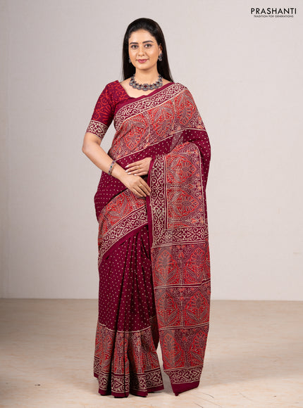 Wine Jaipur Cotton Saree
