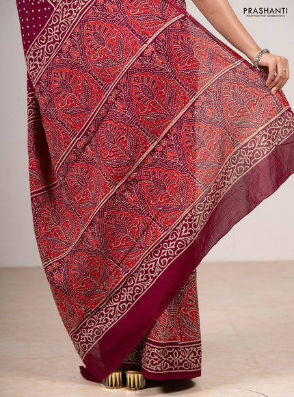 Wine Jaipur Cotton Saree