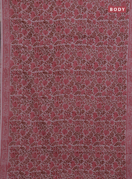 Beige & Pastel Maroon Jaipur Cotton Saree