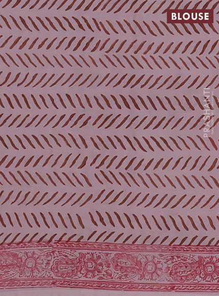 Beige & Pastel Maroon Jaipur Cotton Saree