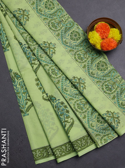 Pista Green Jaipur Cotton Saree