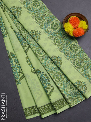 Pista Green Jaipur Cotton Saree
