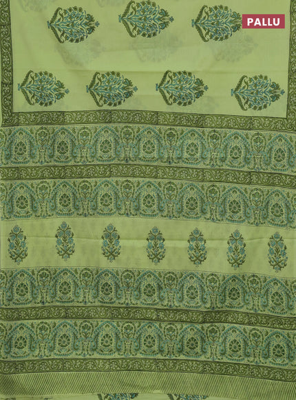 Pista Green Jaipur Cotton Saree