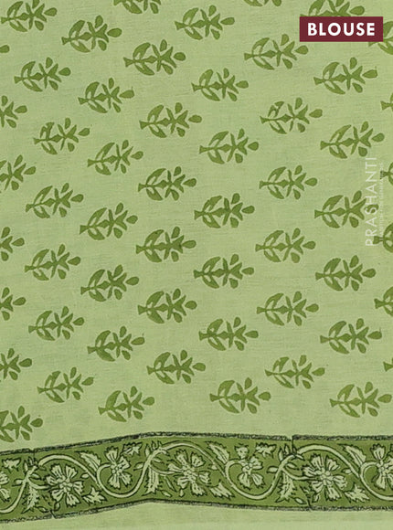 Pista Green Jaipur Cotton Saree