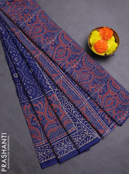 Blue Jaipur Cotton Saree
