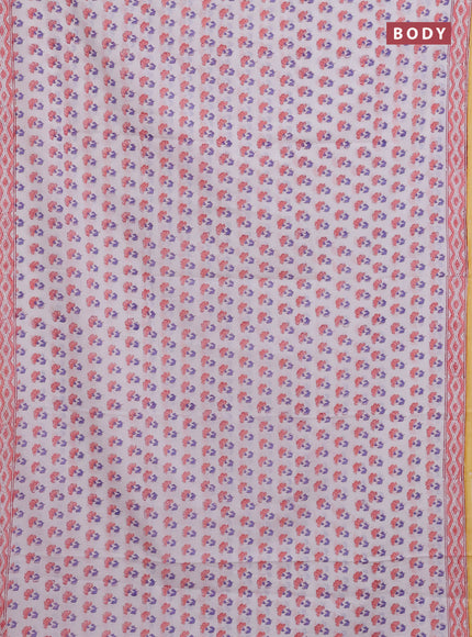 Off White & Peach Pink Jaipur Cotton Saree