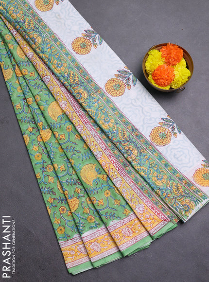 Green Jaipur Cotton Saree