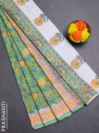 Green Jaipur Cotton Saree
