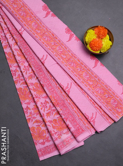 Baby Pink Jaipur Cotton Saree