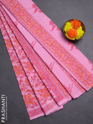 Baby Pink Jaipur Cotton Saree