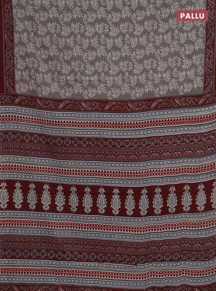 Grey & Maroon Jaipur Cotton Saree