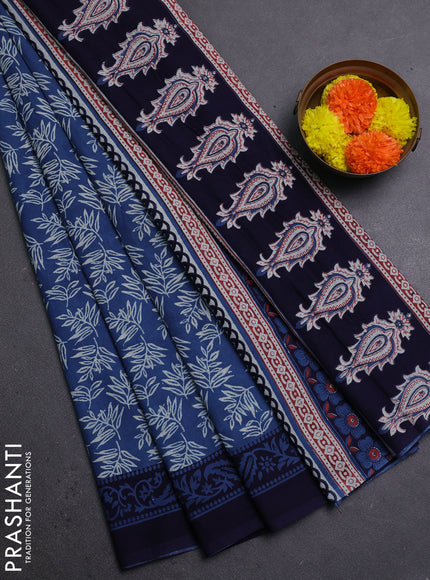 Indigo Blue & Navy Blue Jaipur Cotton Saree