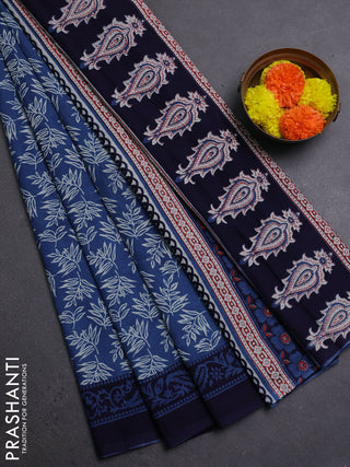 Indigo Blue & Navy Blue Jaipur Cotton Saree