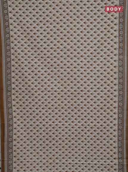 Cream & Brown Jaipur Cotton Saree