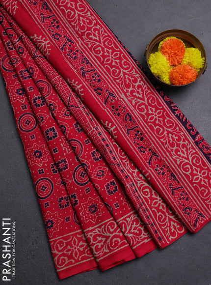 Red Jaipur Cotton Saree