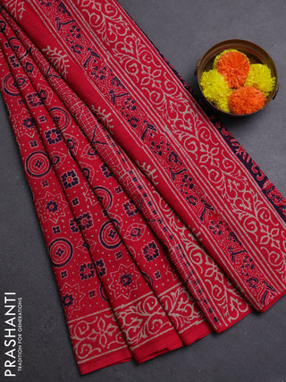 Red Jaipur Cotton Saree