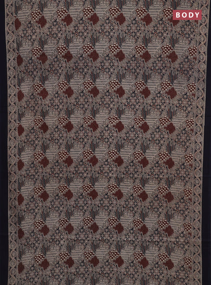 Grey & Navy Blue Jaipur Cotton Saree