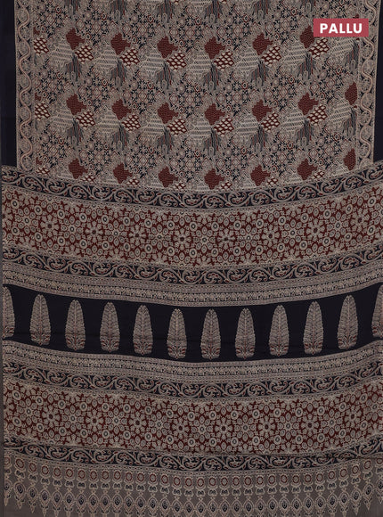 Grey & Navy Blue Jaipur Cotton Saree