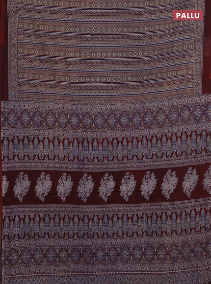 Chikku & Red Jaipur Cotton Saree