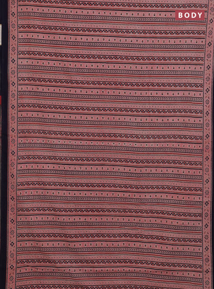 Peach & Navy Blue Jaipur Cotton Saree